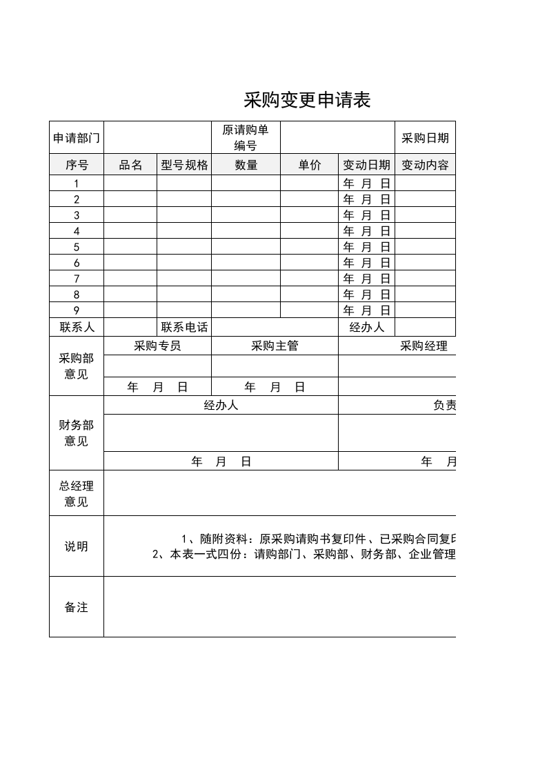 148 采购变更申请表.xlsx 第1页