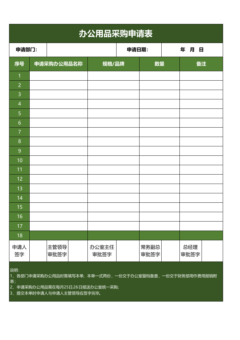 127 办公用品采购申请表.xls 第1页