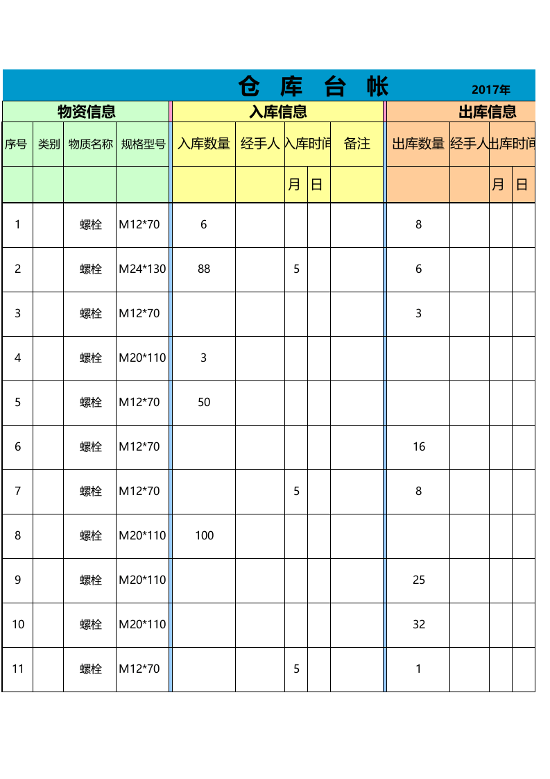 简易仓库出入库台帐.xlsx 第1页