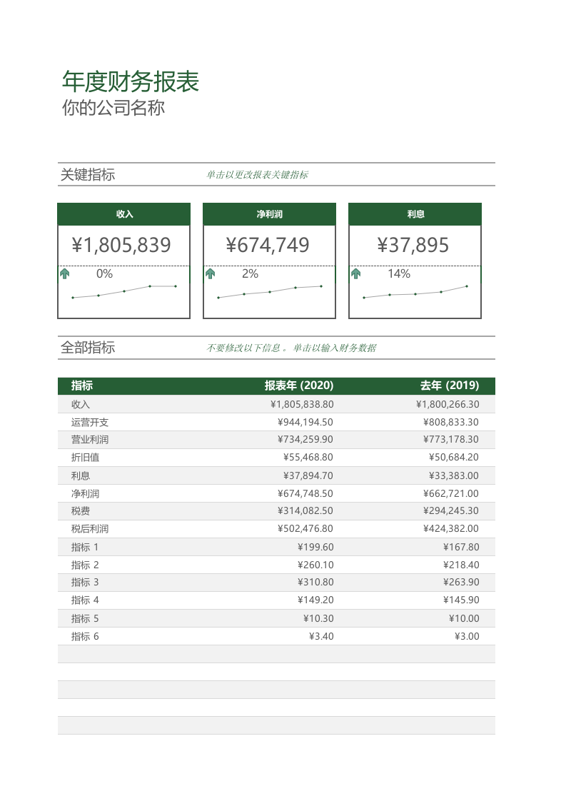 高颜值Excel模板-年度财务报表.xlsx 第1页