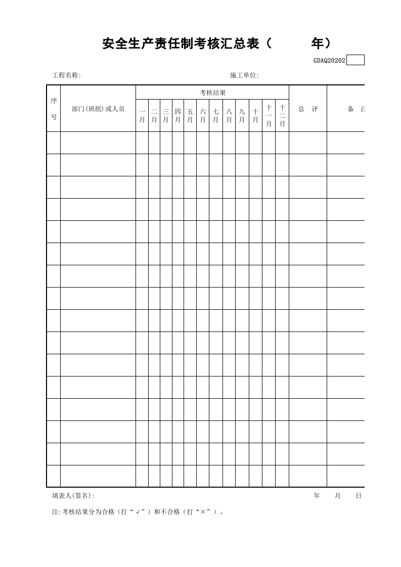 【考核】安全生产责任制考核汇总表.xls 第1页