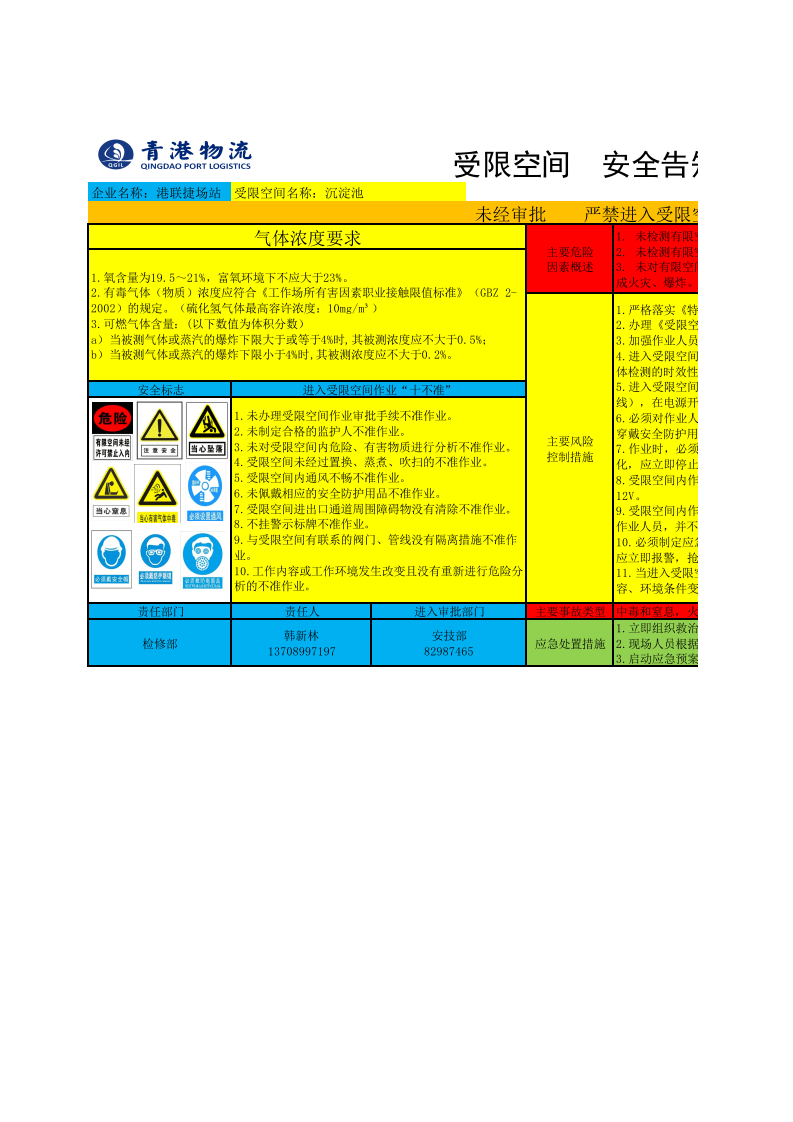 【台账】安全风险告知牌——4号风险--有限空间.xlsx 第1页