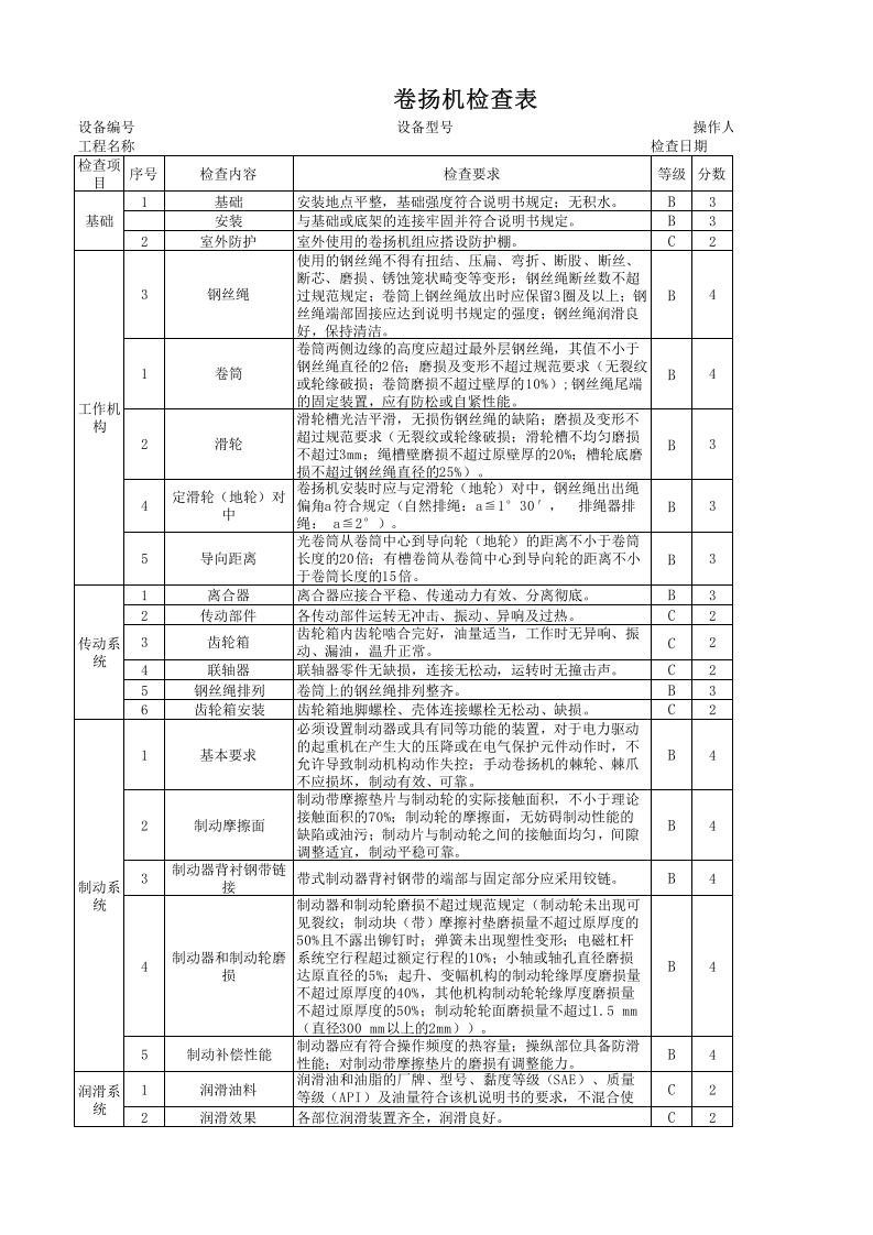 卷扬机检查表.xls 第1页