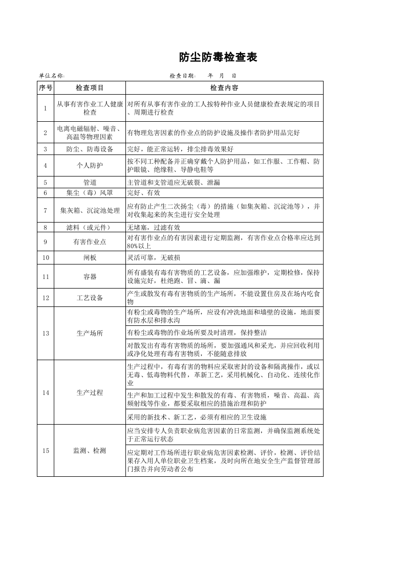 【15】防尘防毒检查表.xls 第1页