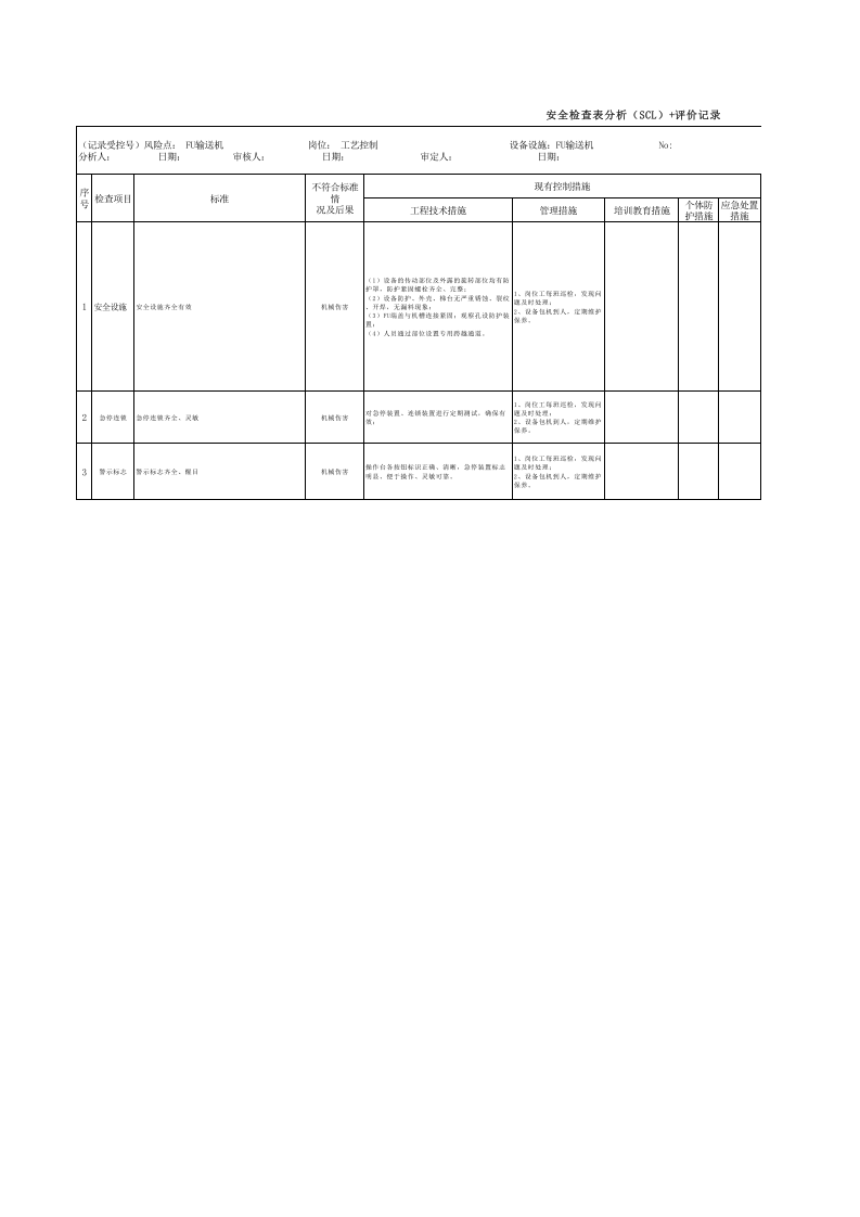 FU输送机（SCL）评价记录.xls 第1页