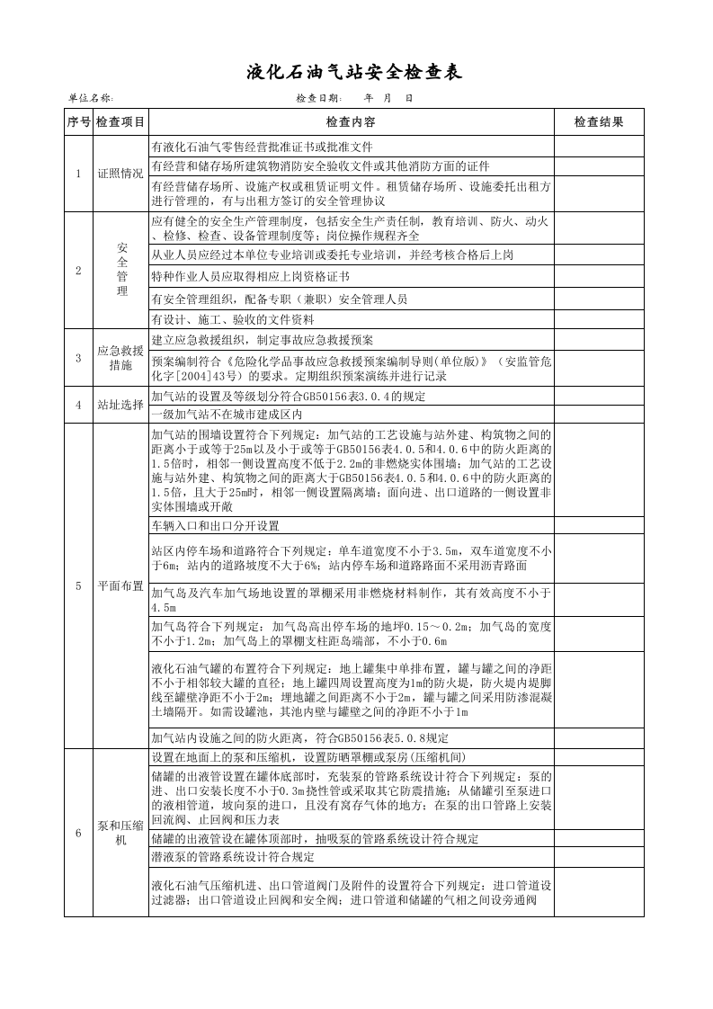 液化石油气站安全检查表.xls 第1页