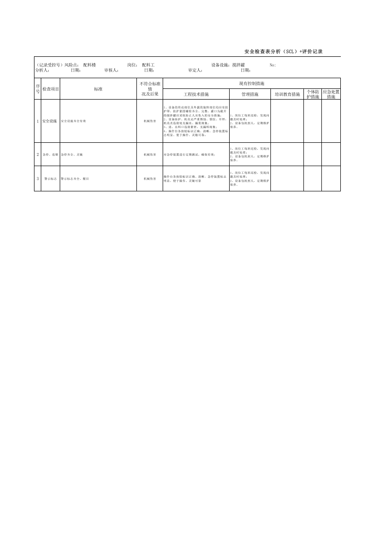 搅拌罐（SCL）评价记录.xls 第1页