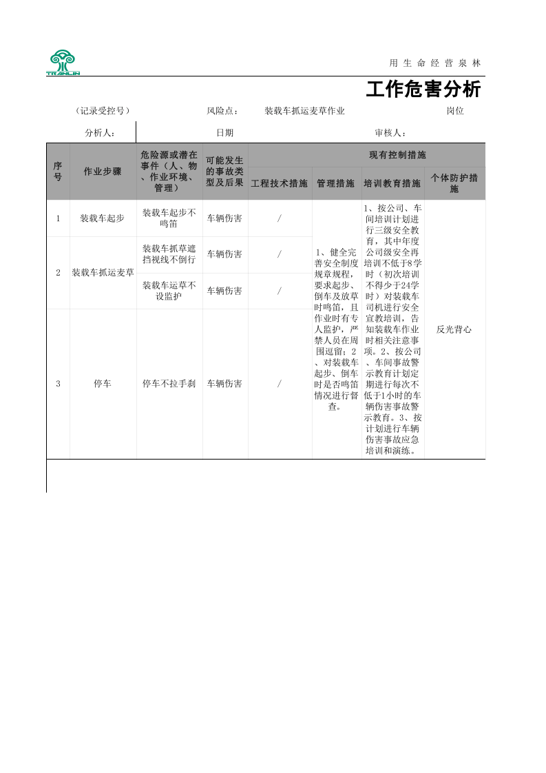 附件E.1 造纸及纸制品企业工作危害分析（JHA）评价记录（制浆）.xls 第1页
