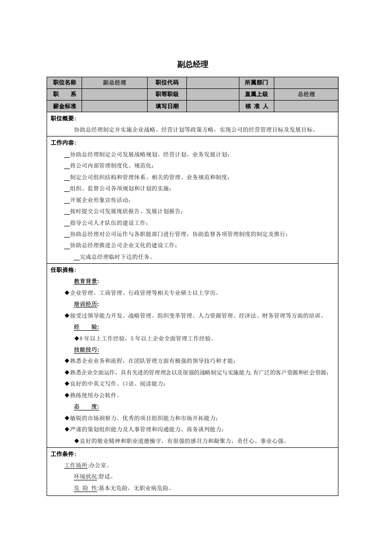 副总经理职务描述书.doc 第1页