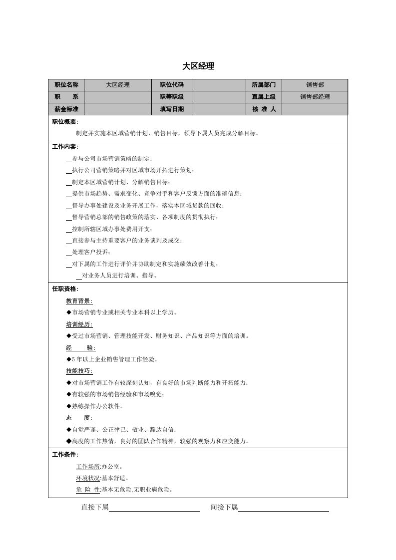 大区经理的职能描述书.doc 第1页