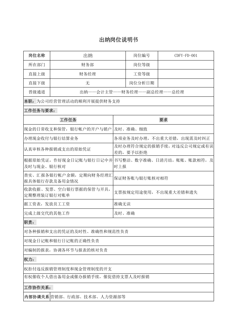 出纳岗位说明书.doc 第1页
