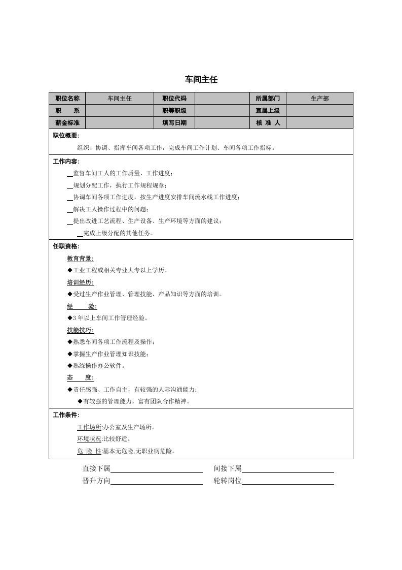 车间主任职务描述书.doc 第1页