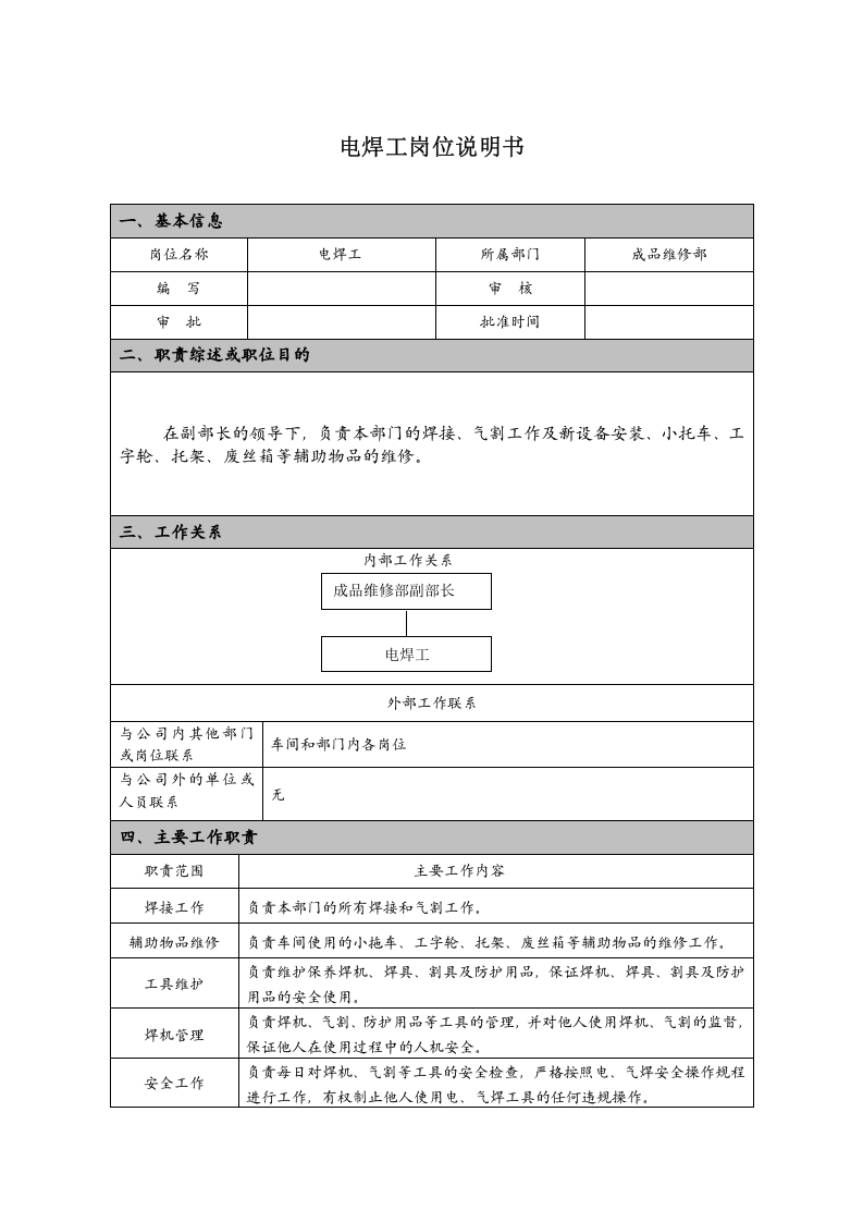 电焊工岗位说明书.doc 第1页