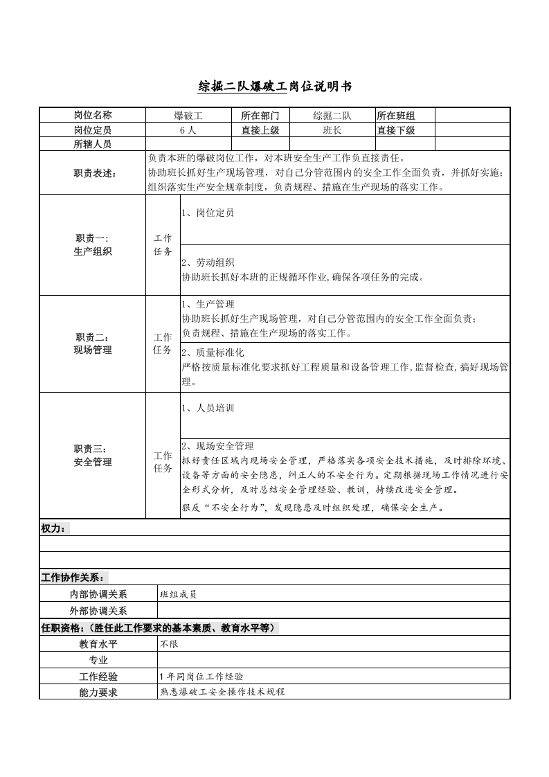 爆破工岗位说明书.doc 第1页
