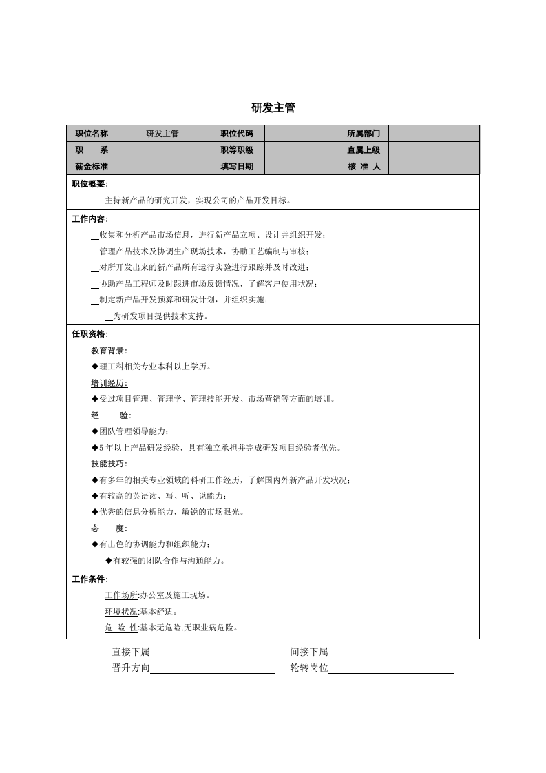 研发主管岗位职责.doc 第1页