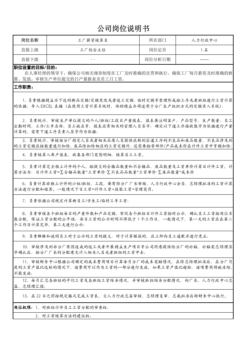 薪资核算员岗位说明书.doc 第1页
