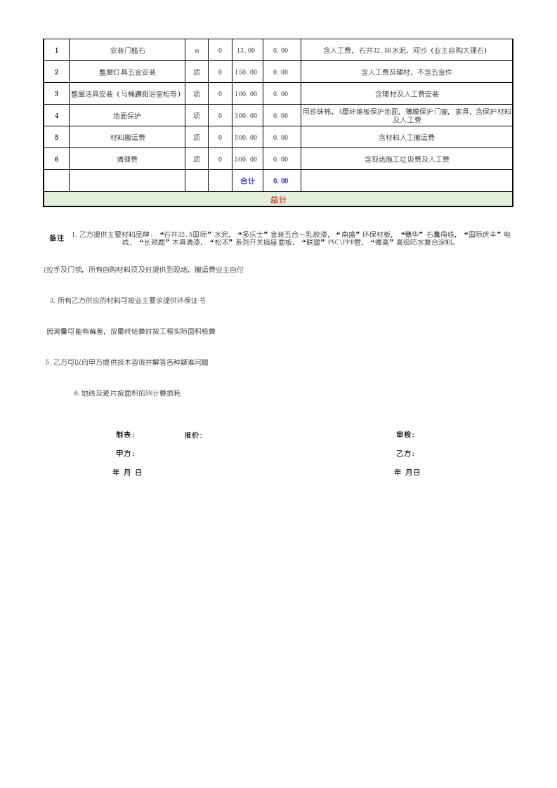 装修公司报价表格_.xls 第2页