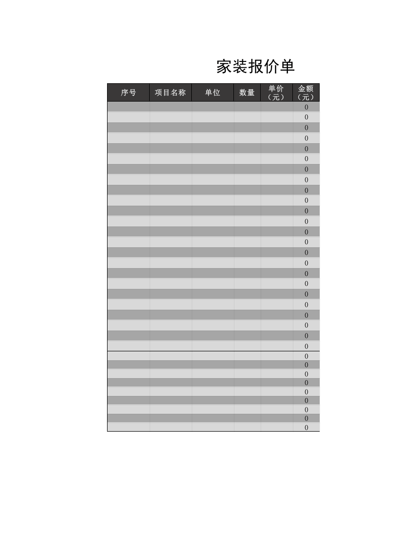 家装报价单明细表Excel模板_.xls 第1页