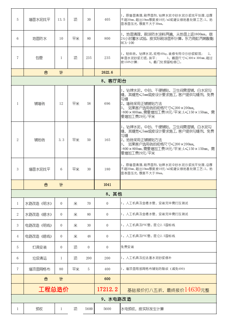 家庭装修工程报价单_.xls 第3页