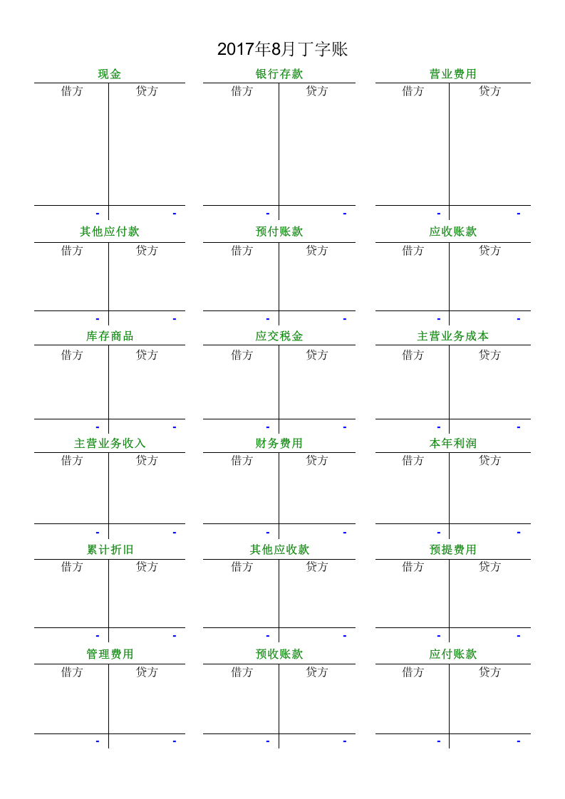 自动计算丁字账、余额表及财务报表.xls 第1页