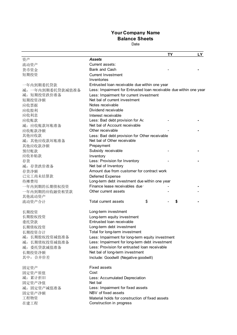 英文财务报表.xls 第1页