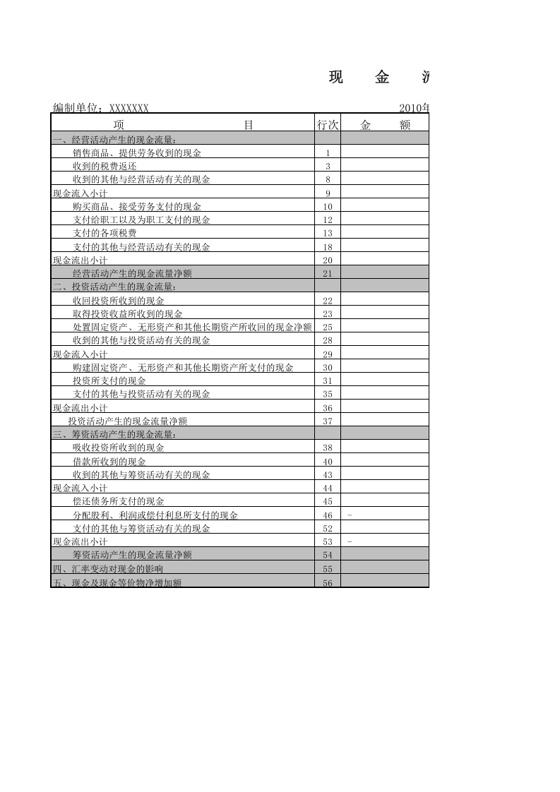 空白现金流量表.xls 第1页