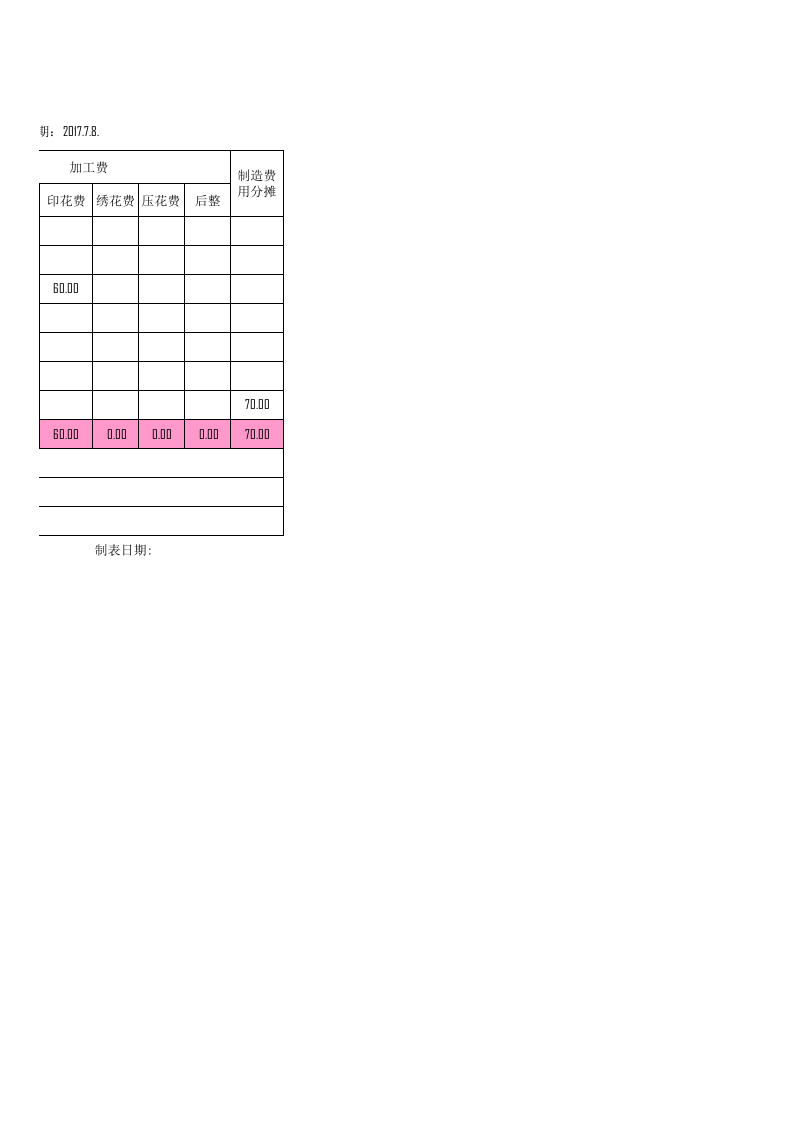 订单（款号）成本核算表.xls 第2页