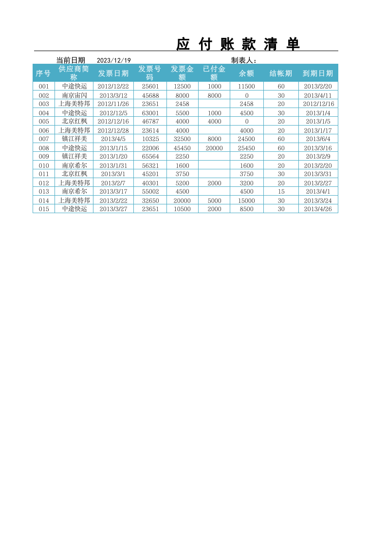 应付账款管理.xlsx 第1页
