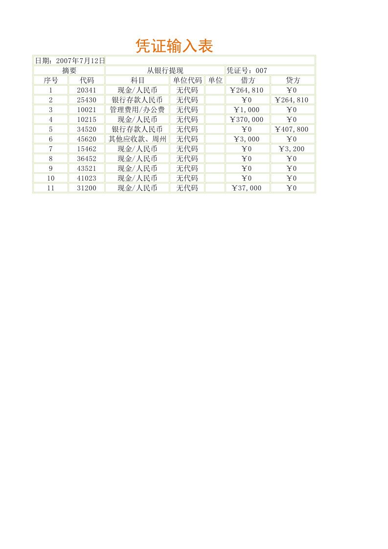 凭证记录表.xlsx 第1页