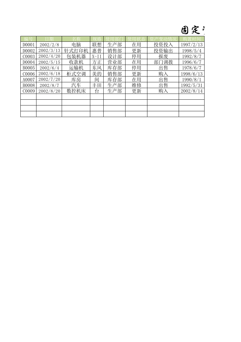 固定资产管理2.xlsx 第1页
