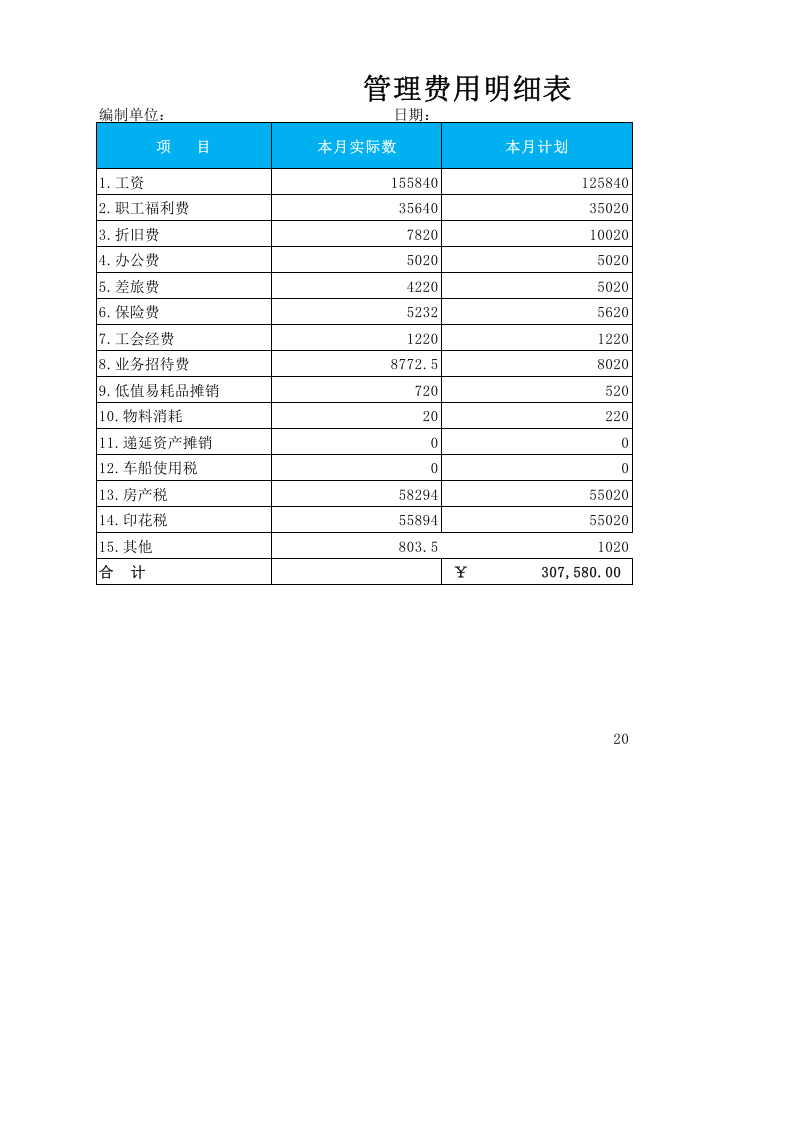 管理费用明细表.xlsx 第1页