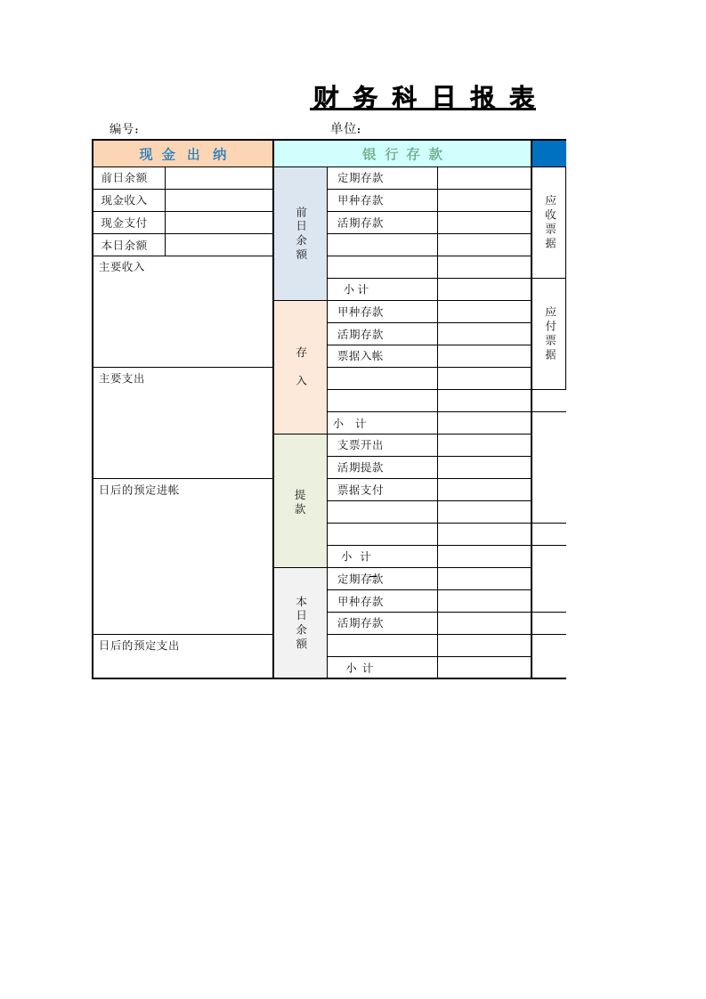 财务科目日报表.xlsx 第1页