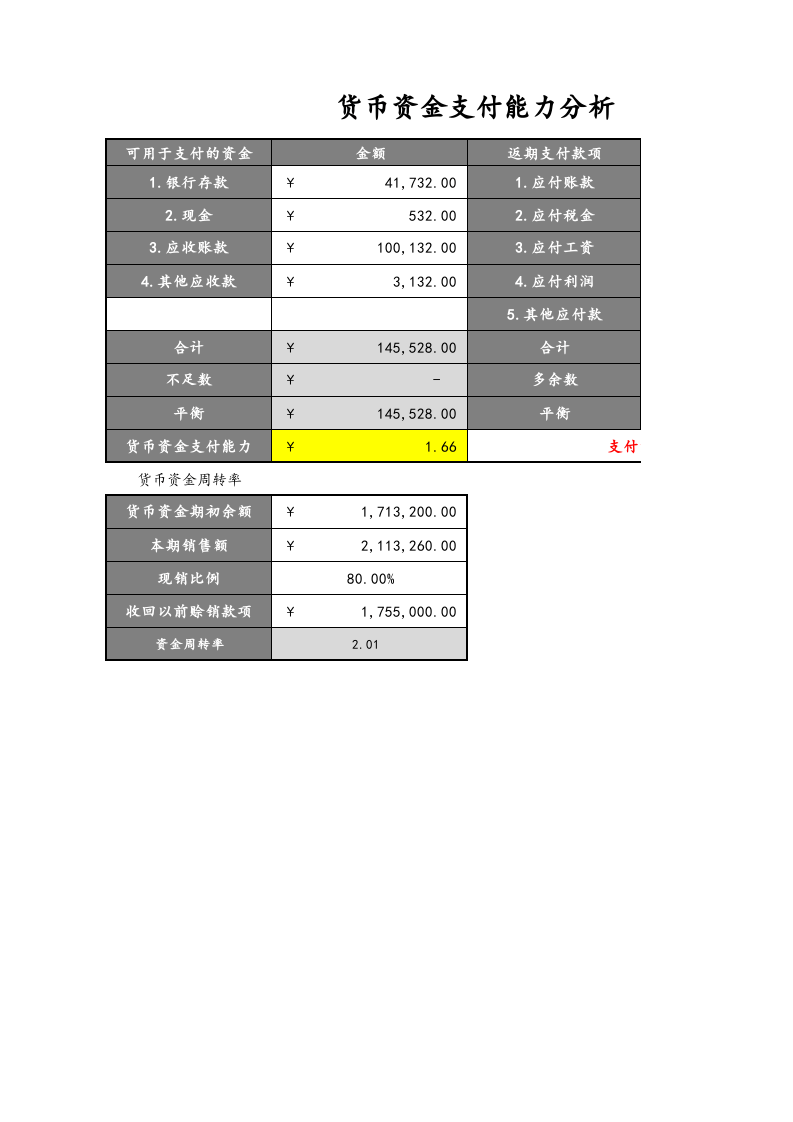 10-【财务分析】-16-货币资金支付能力分析.xlsx 第1页