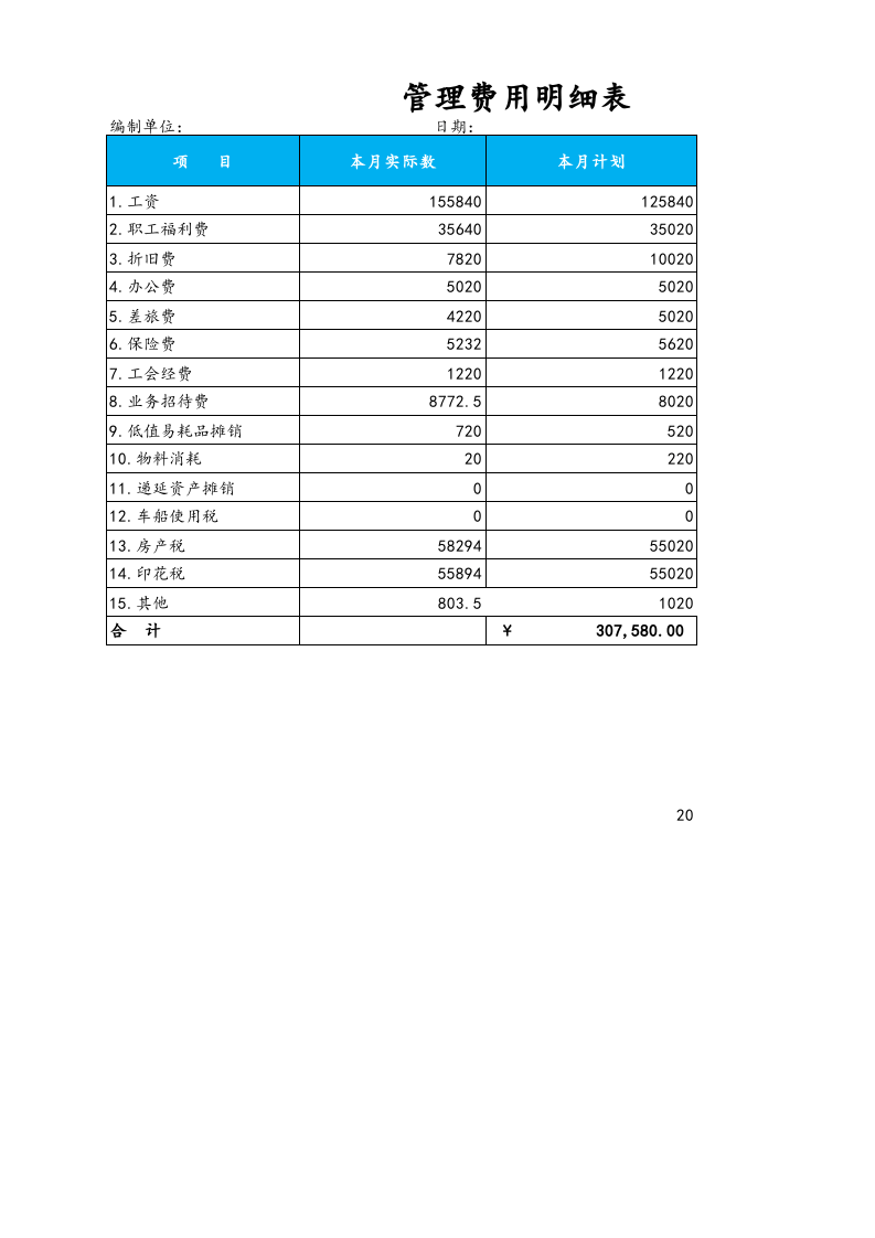 01-【日常费用管理】-08-管理费用明细表.xlsx 第1页