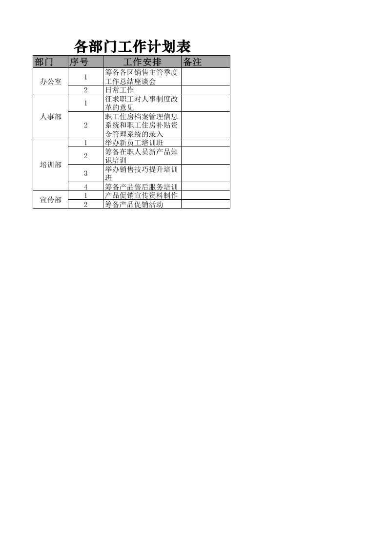 各部门工作计划表.xlsx 第1页