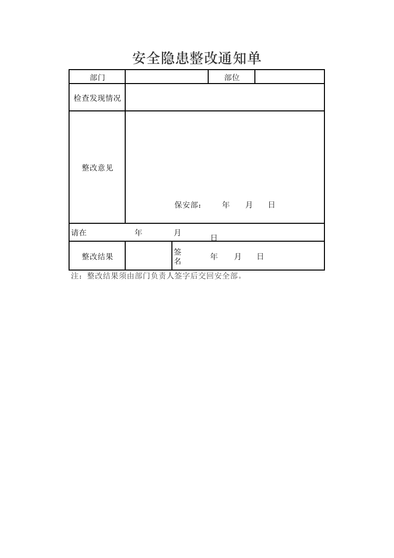 安全隐患整改通知单.xlsx 第1页