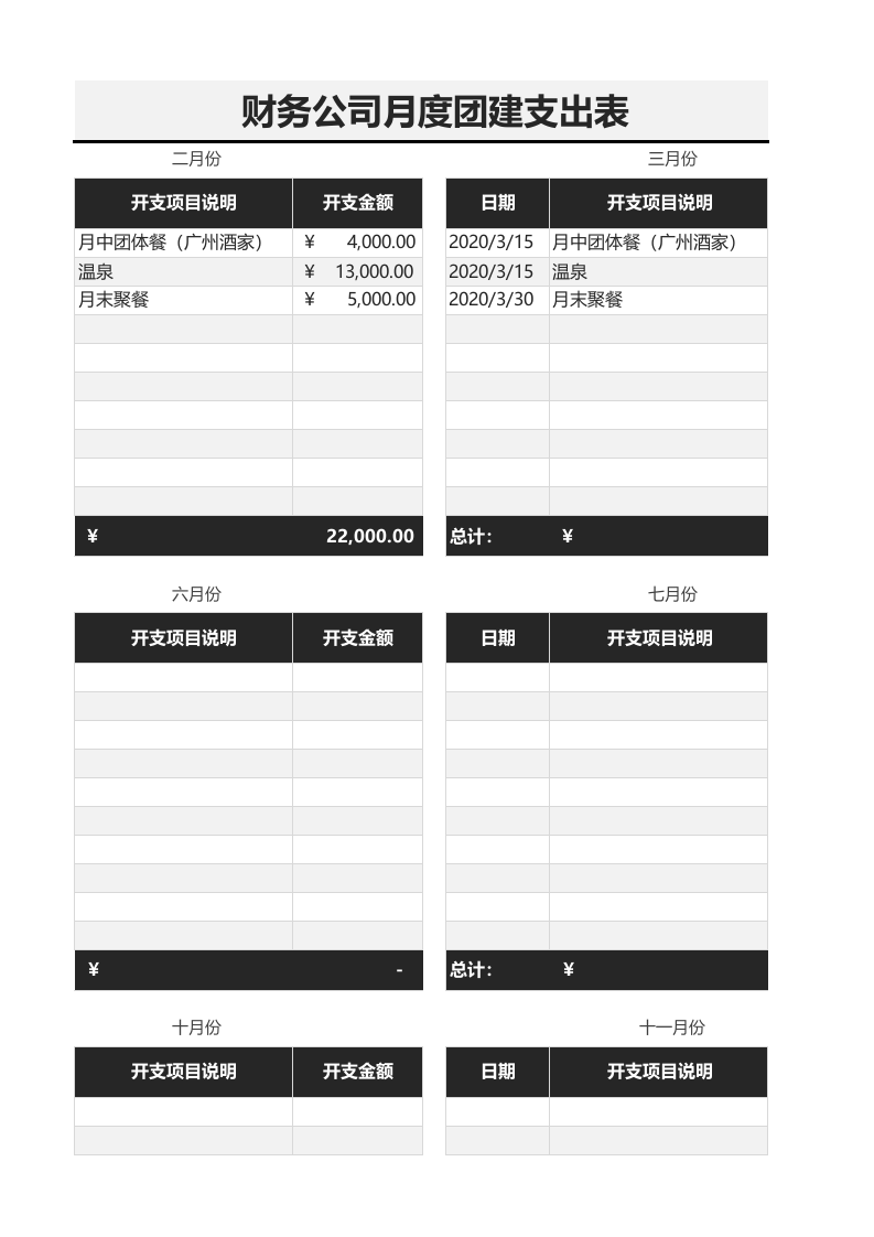 09-财务公司月度团建支出表.xlsx 第3页