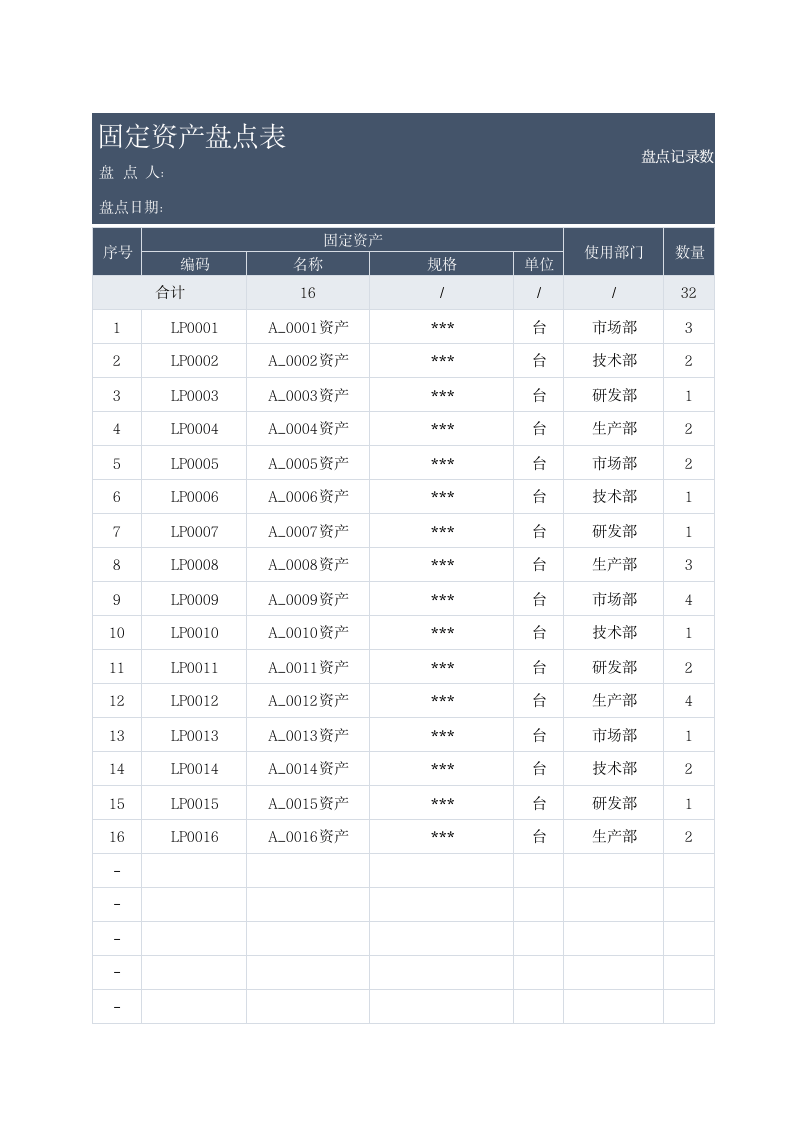 06-【盘点】-01-固定资产盘点表.xlsx 第1页