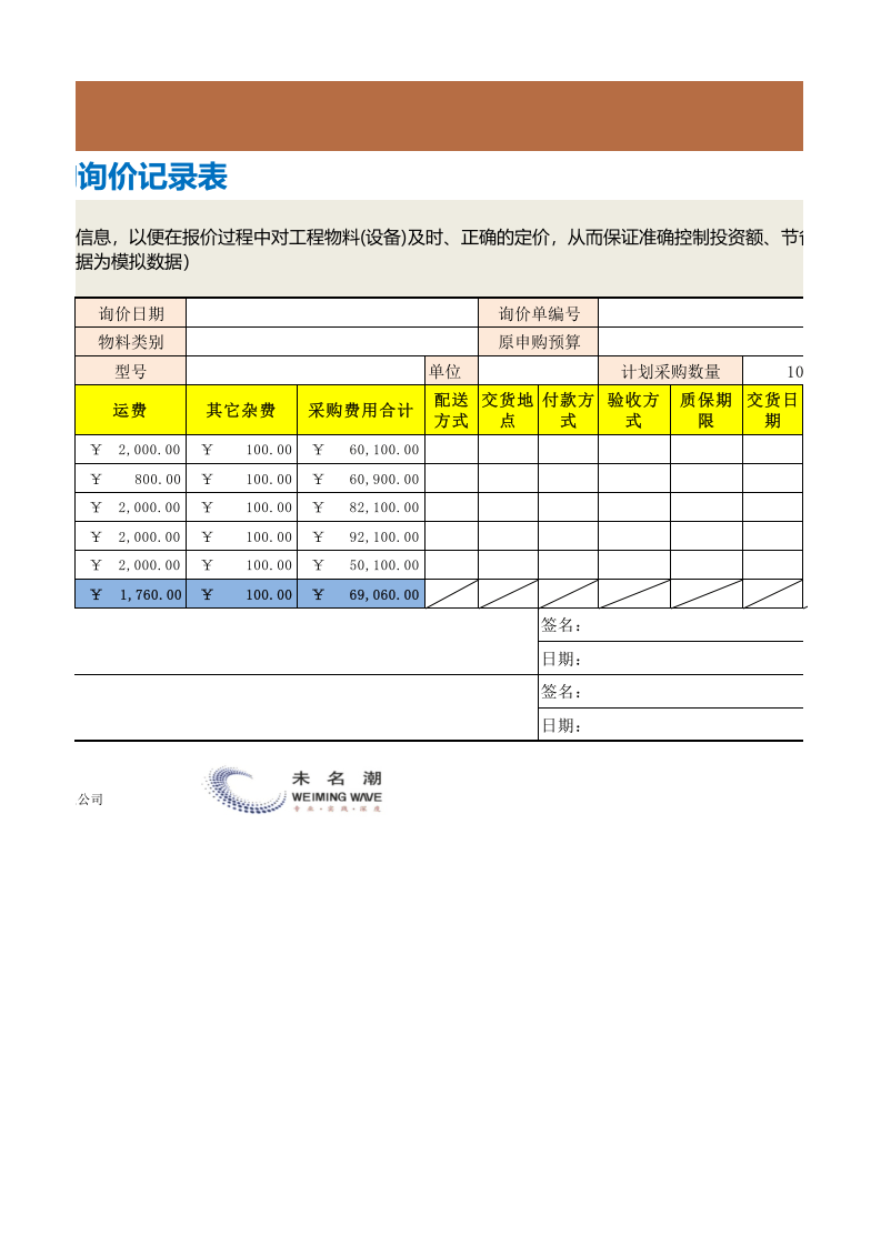 07-采购询价记录表（自动计算均价）.xls 第2页