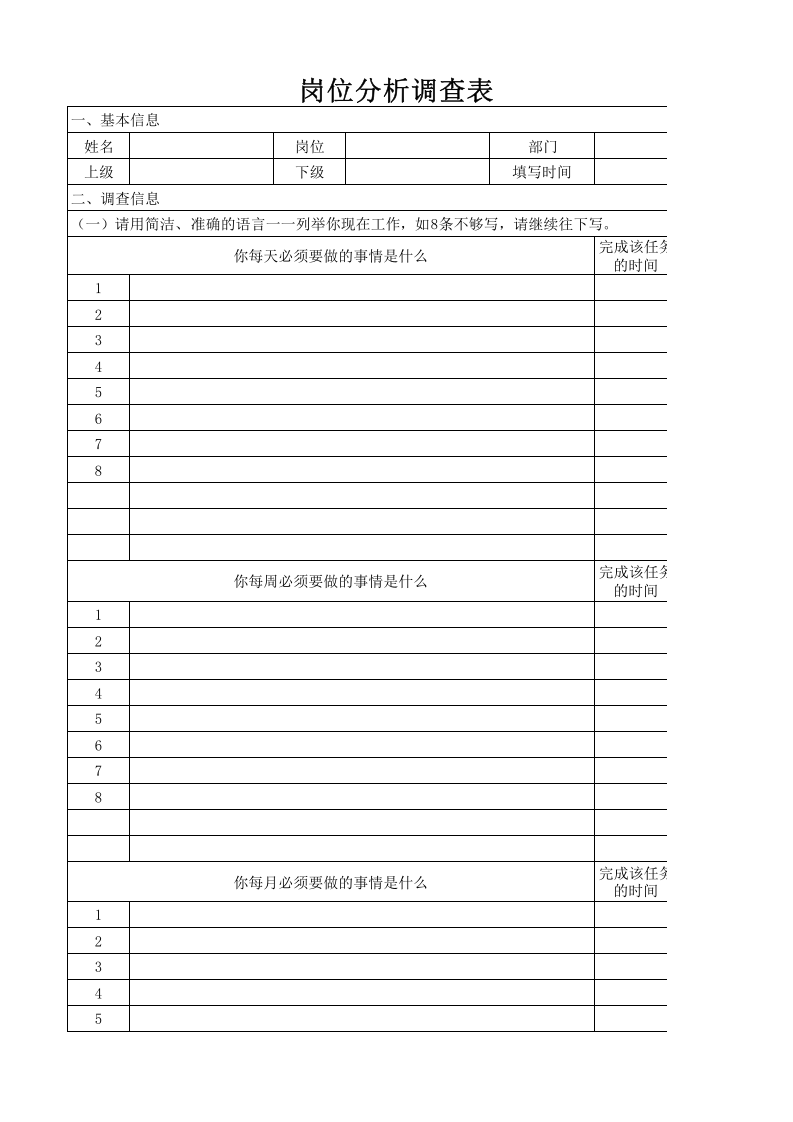 岗位分析调查表.xlsx 第1页