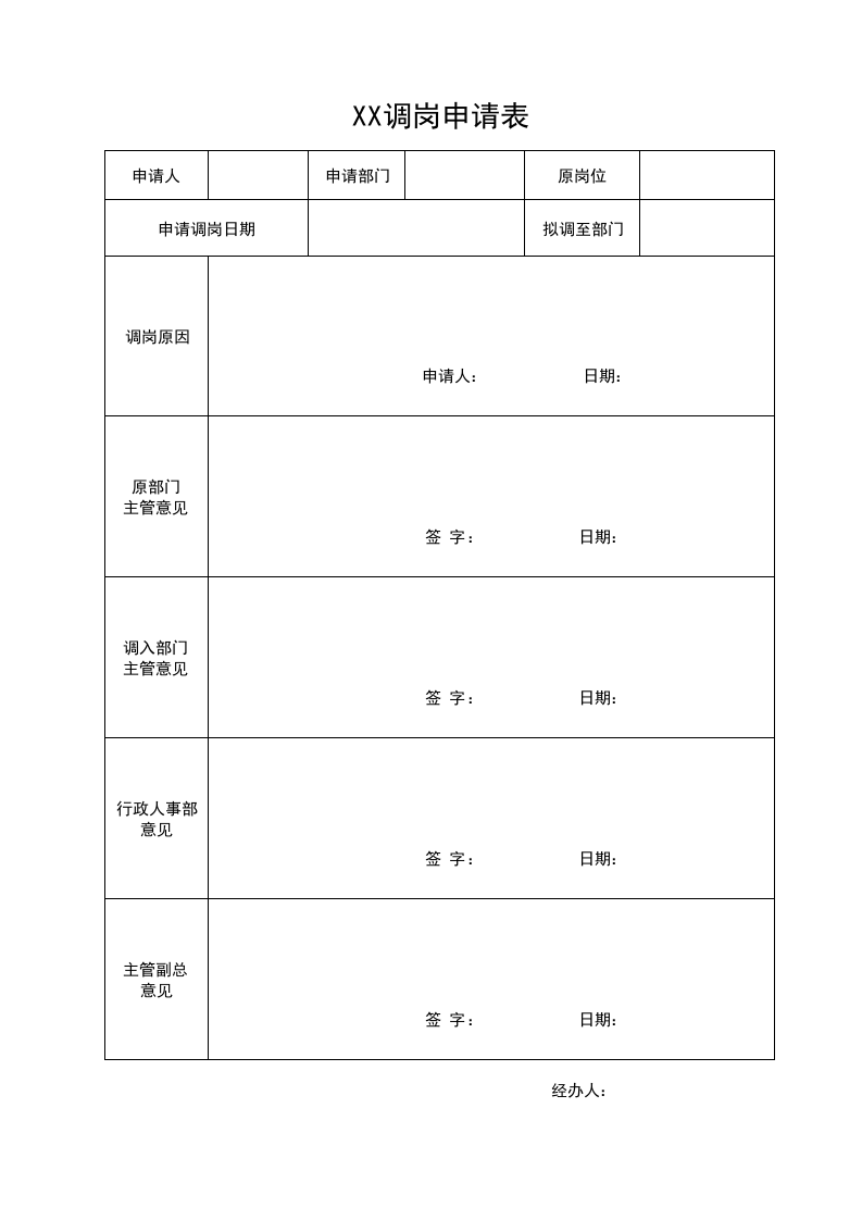 调岗申请表.xlsx 第1页