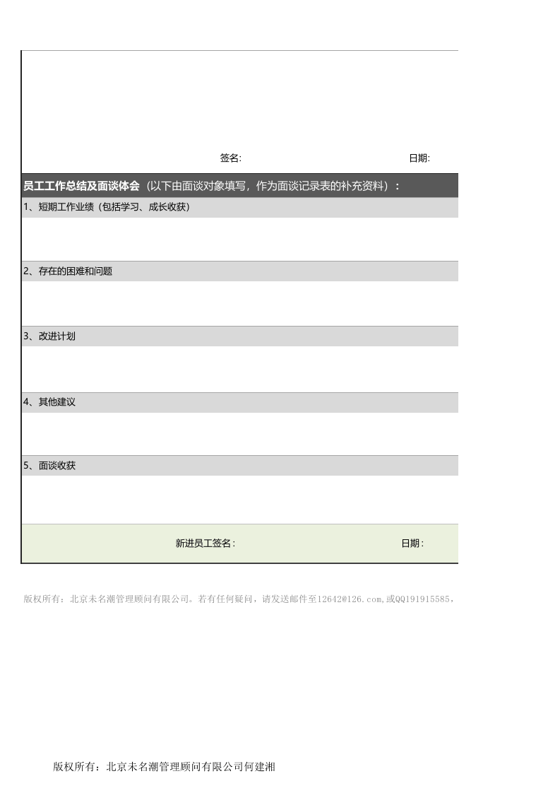 员工转正面谈记录表.xlsx 第2页