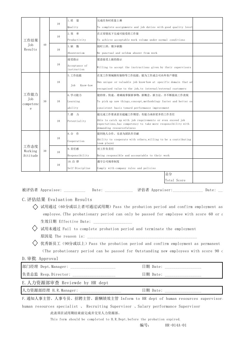 试用期评估表.xls 第2页