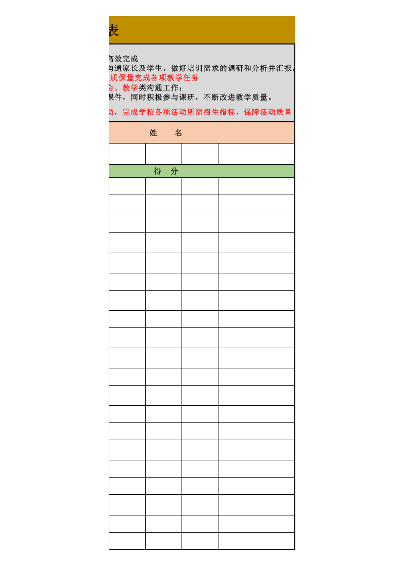 英语培训教师日常绩效考核表.xls 第3页