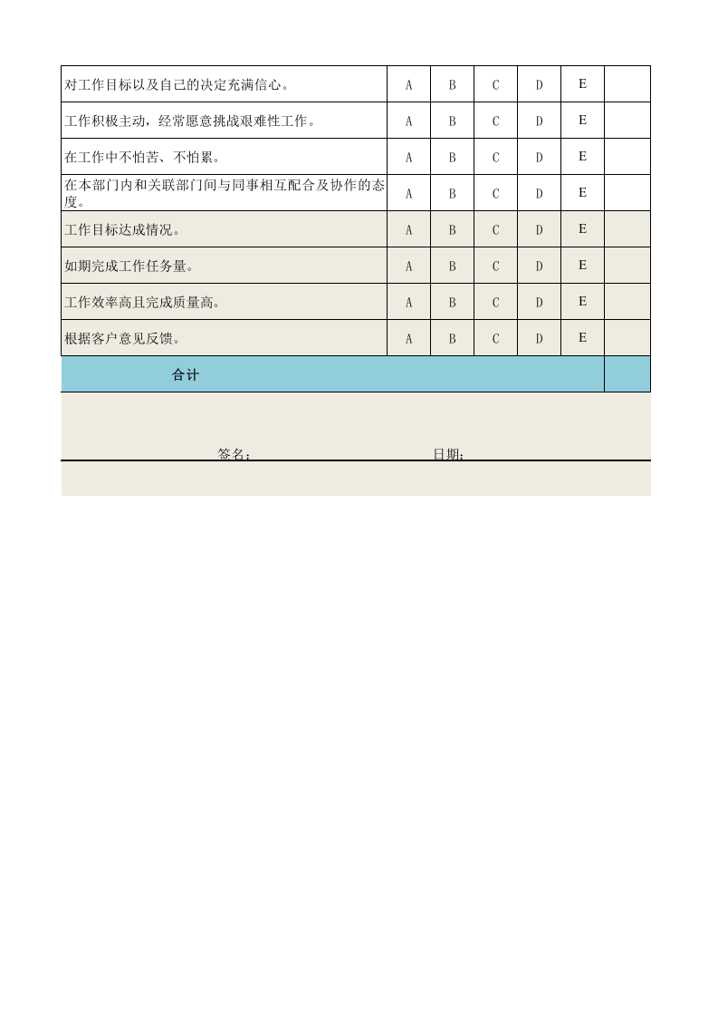一般员工绩效考核表模板（通用版） (2).xls 第4页