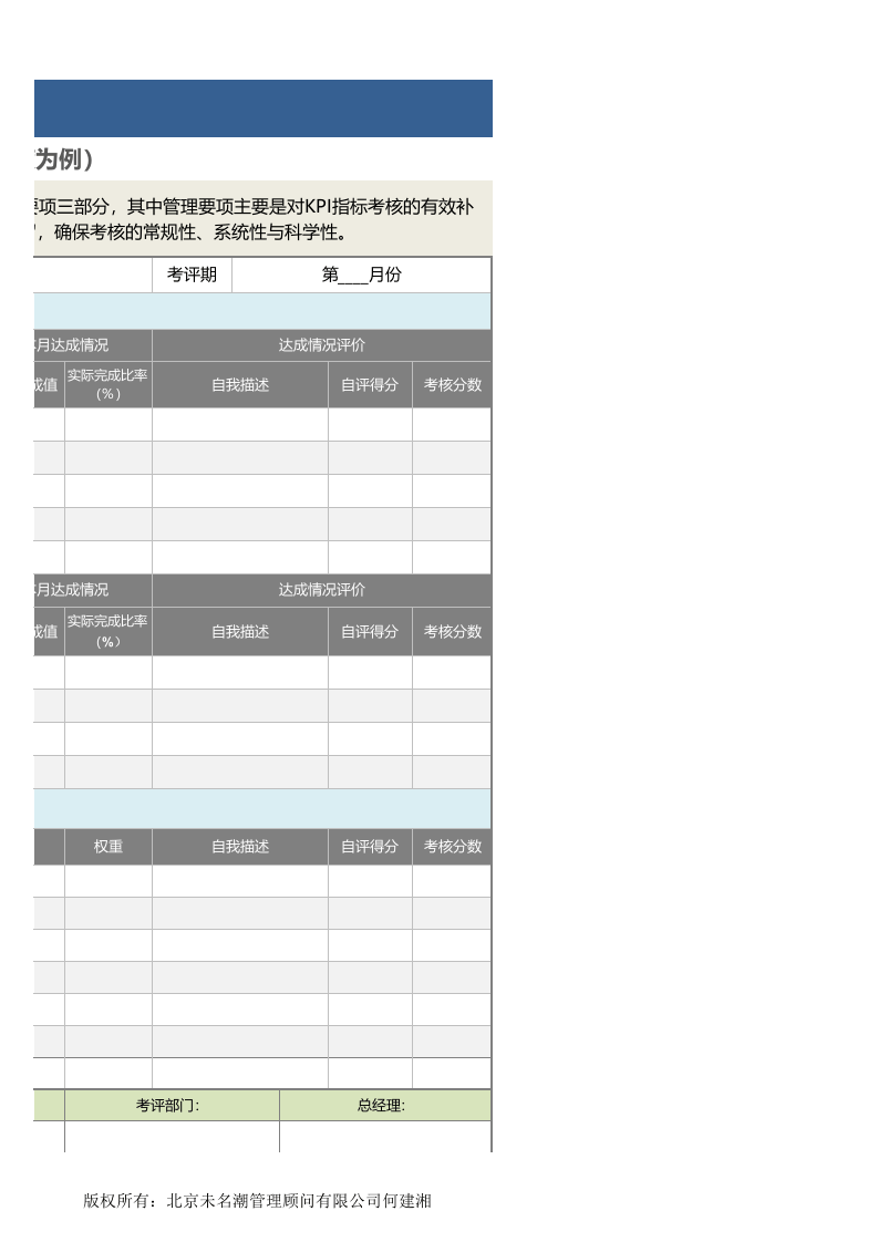 部门绩效考核表模板（基于KPI以月度为例2）.xlsx 第3页