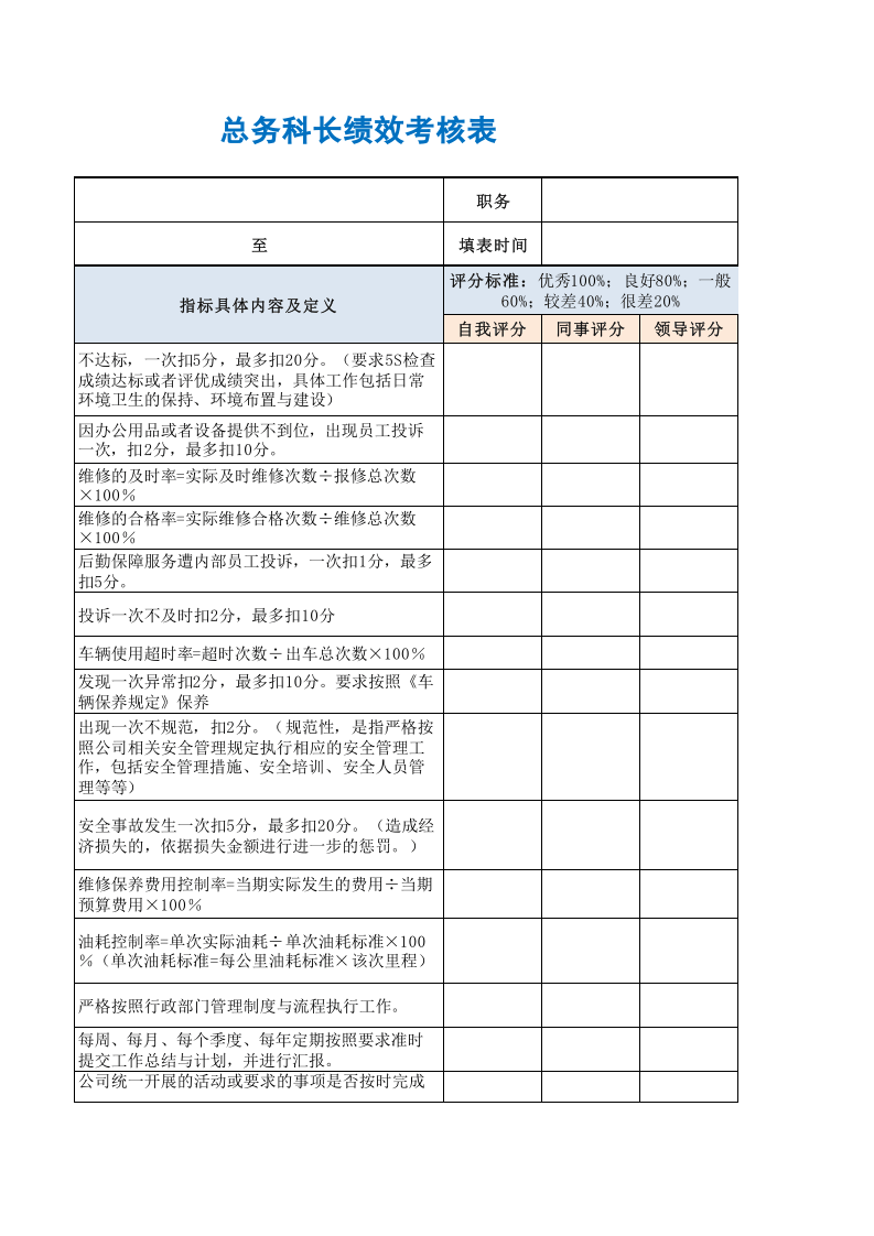 总务科长绩效考核表.xls 第3页