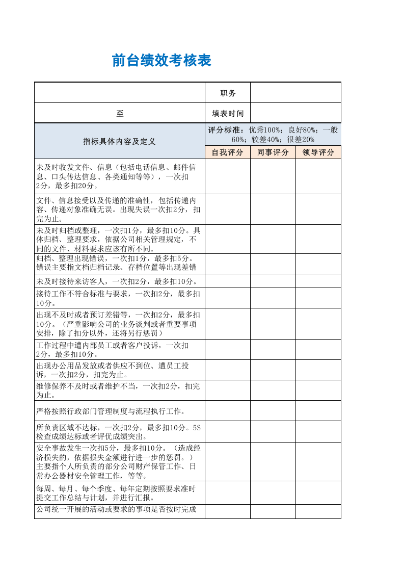 前台绩效考核表.xls 第3页