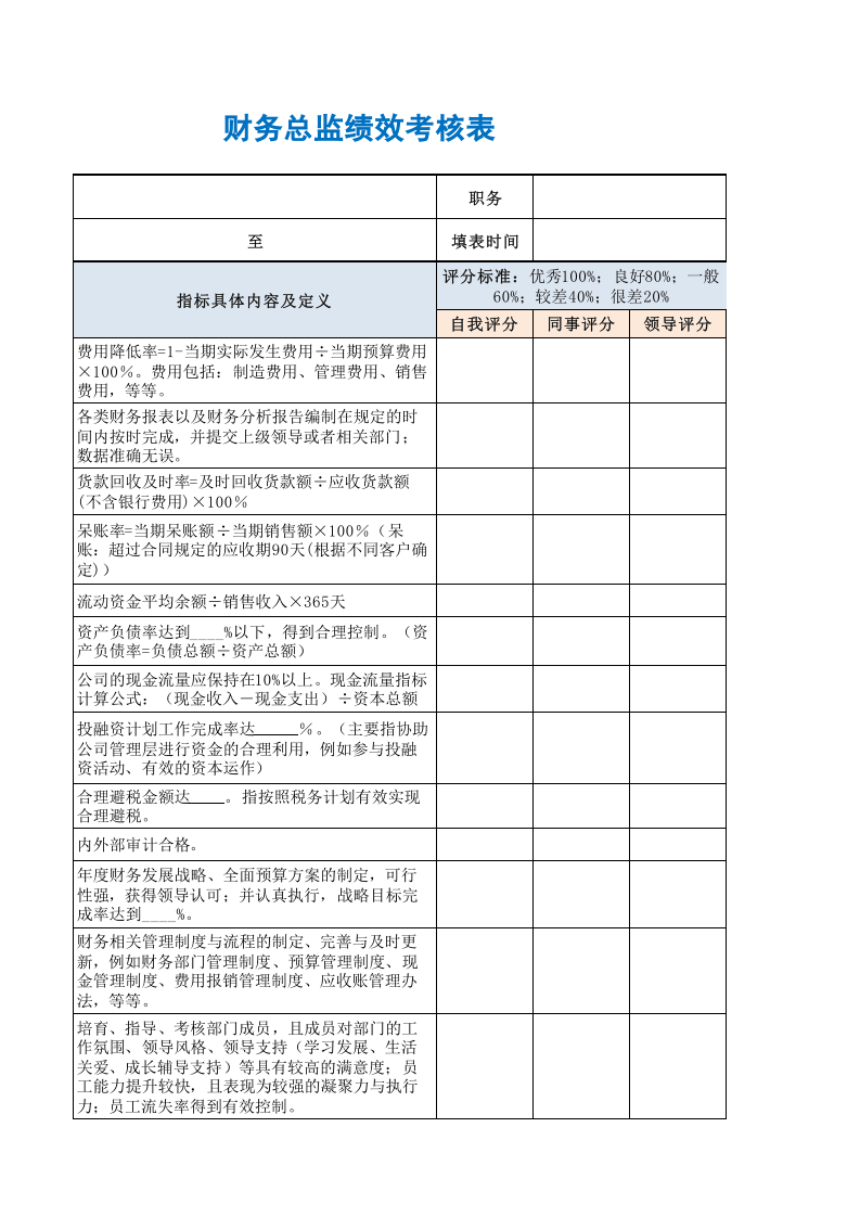 财务总监绩效考核表.xls 第3页
