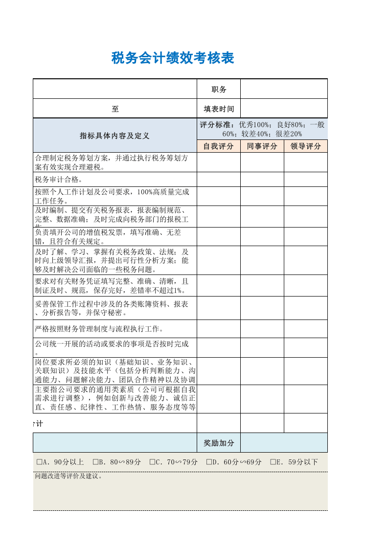 税务会计绩效考核表.xls 第3页